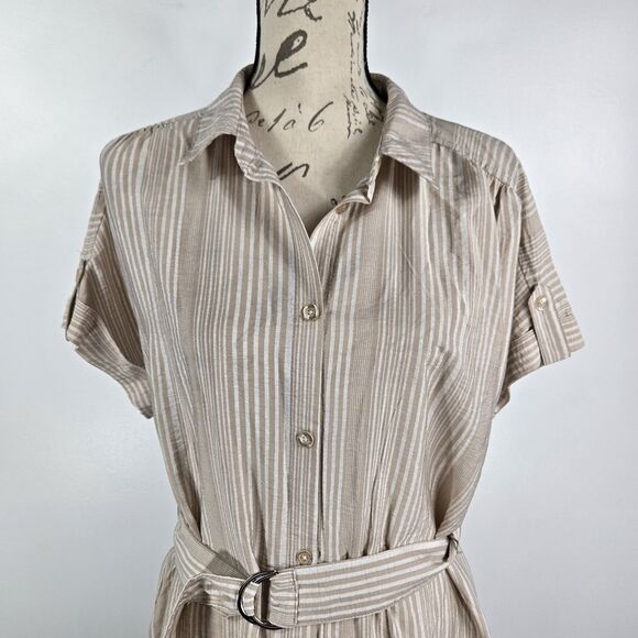 Fred & David Women's Size Medium Striped Tie Waist Button Up Shirt Dress NWT - Picture 5 of 10